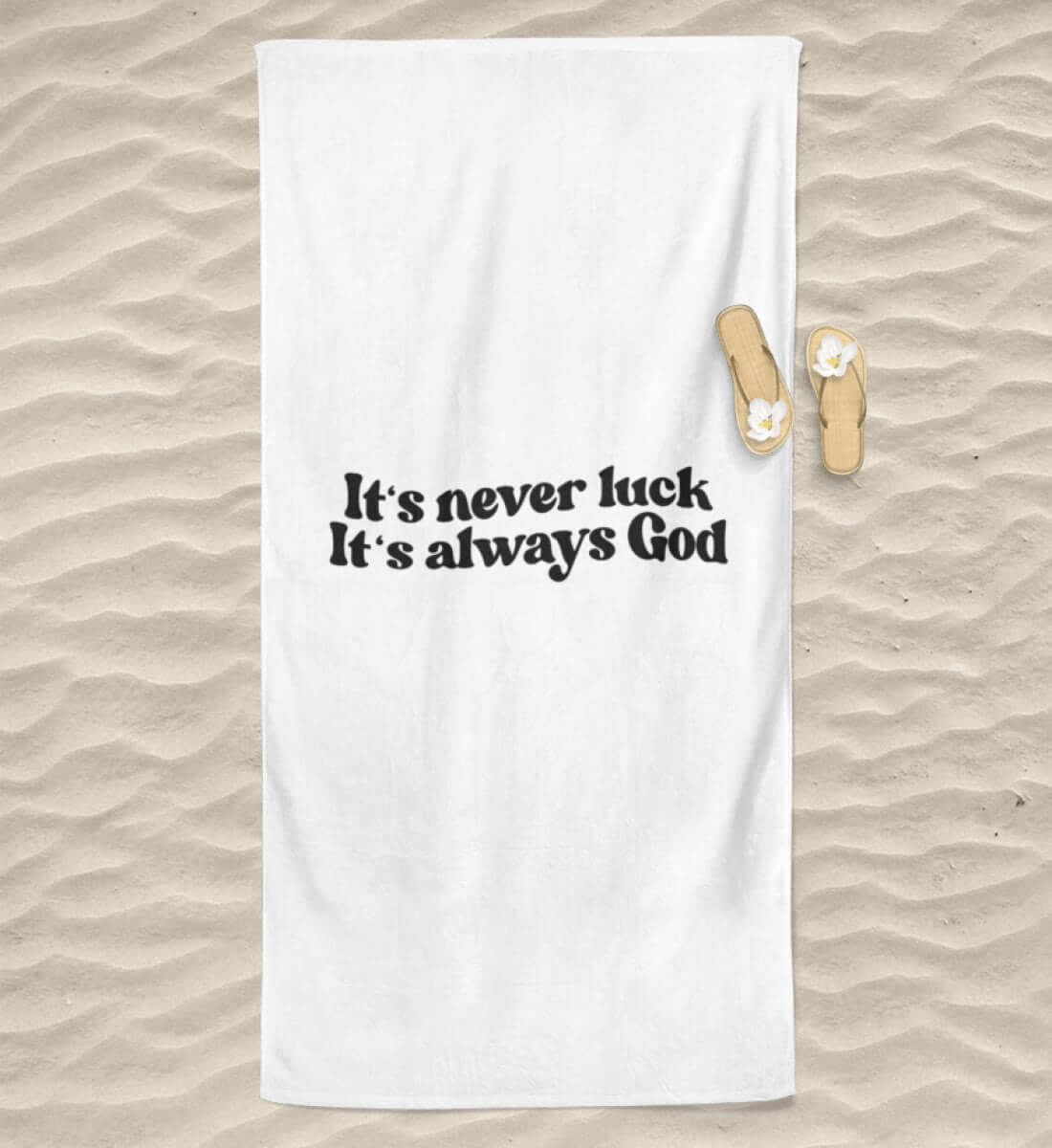 'IT'S NEVER LUCK IT'S ALWAYS GOD' BEACH TOWEL - GODVIBES