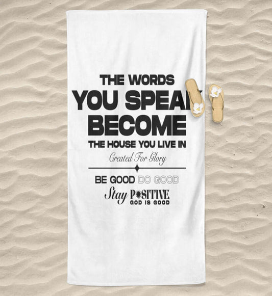 'THE WORDS YOU SPEAK' BEACH TOWEL - GODVIBES