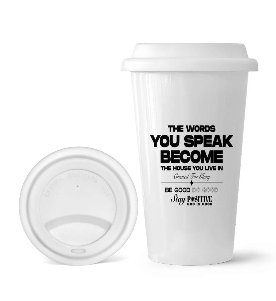 'THE WORDS YOU SPEAK' TO-GO CUP - GODVIBES
