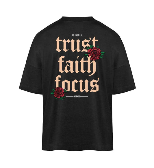 TRUST FAITH FOCUS | Ultra Oversized Tee Backprint - GODVIBES