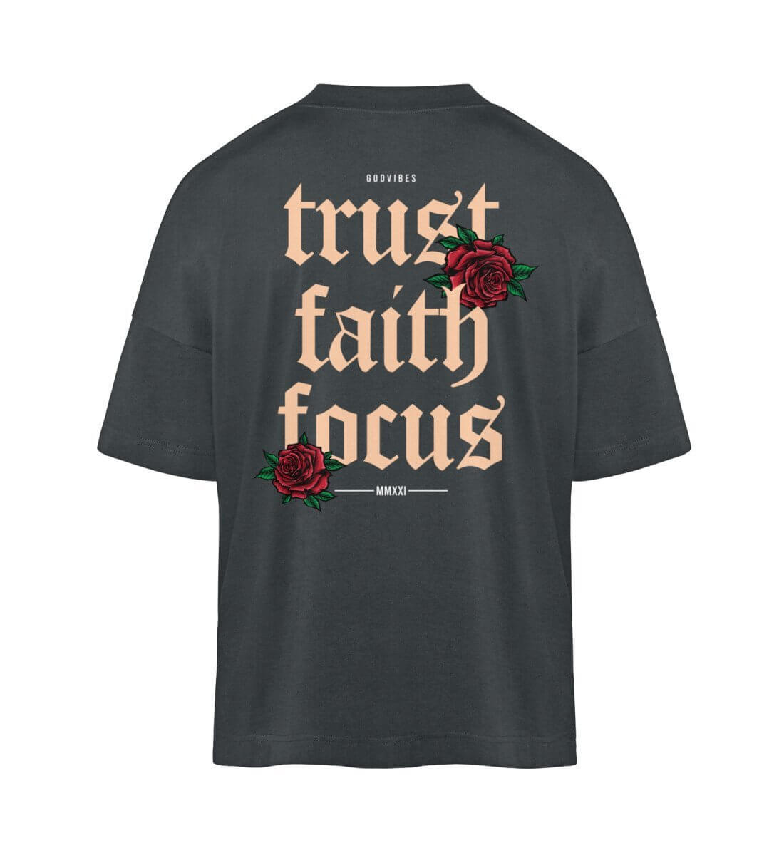 TRUST FAITH FOCUS | Ultra Oversized Tee Backprint - GODVIBES